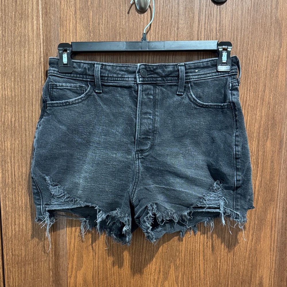 Hollister Charcoal Frayed Jean Shorts